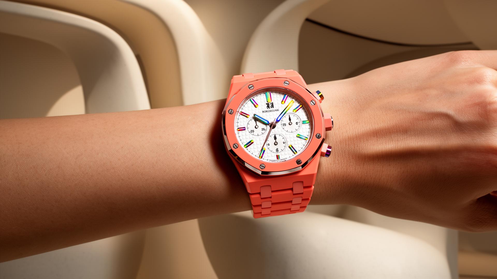 POP BAND on-wrist — Crown 12 · Coral